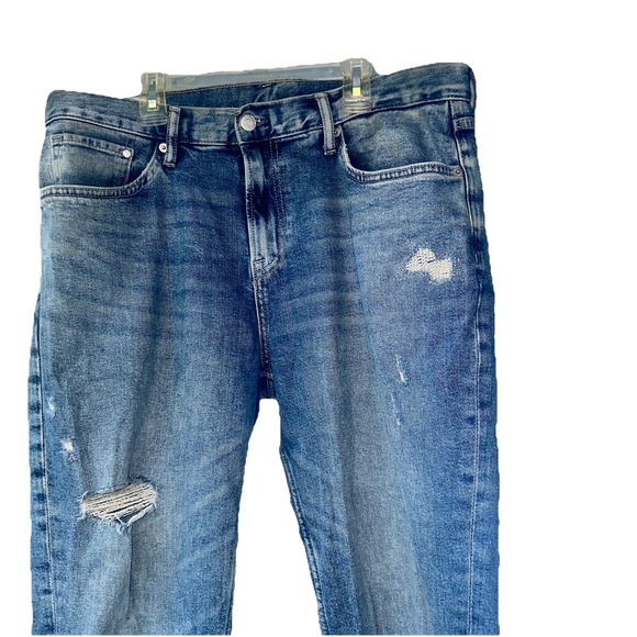 H&M Mens Blue Distressed Slim Tapered Jeans Size 34x32‎ - Picture 4 of 9